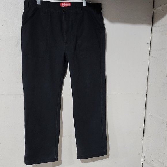 Coleman Men's Fleece Lined Black Canvas Cargo Utility Pants Size 36‎ X 30 - Picture 1 of 14